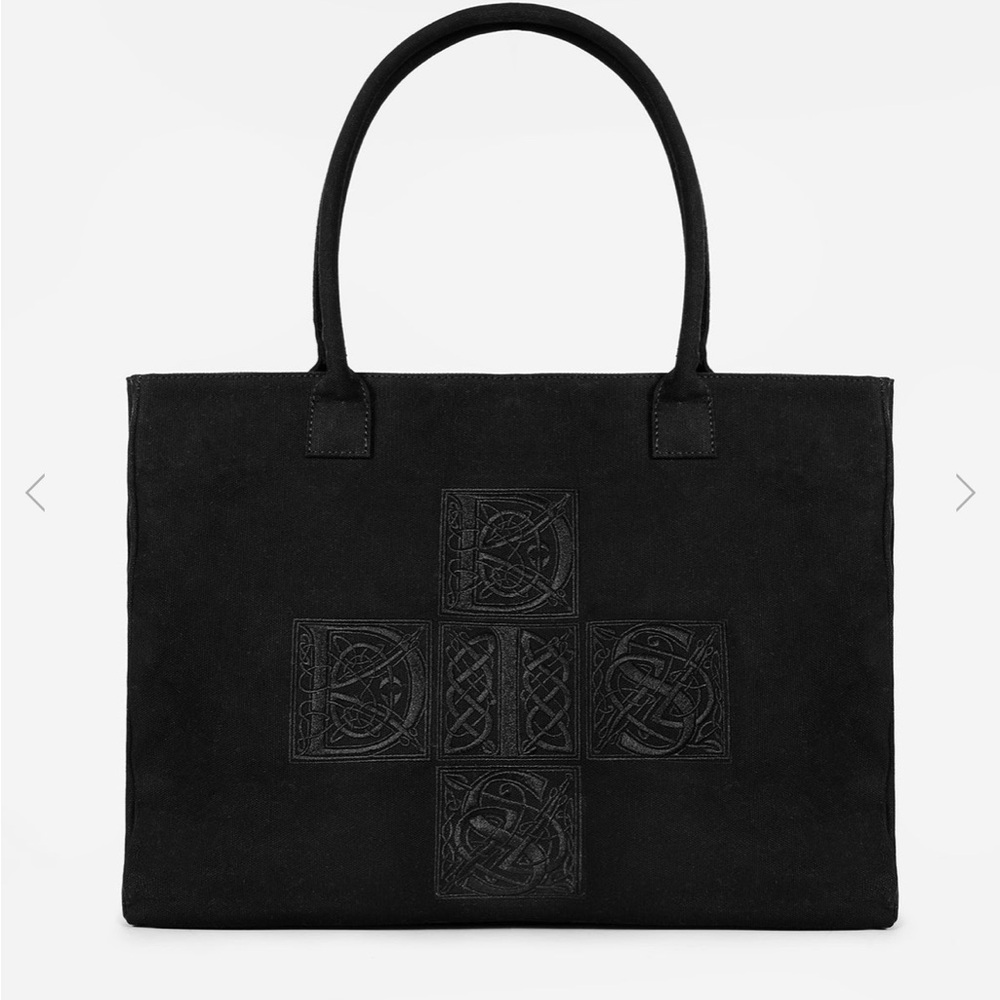 Black Embroidered Disturbia Tote Bag